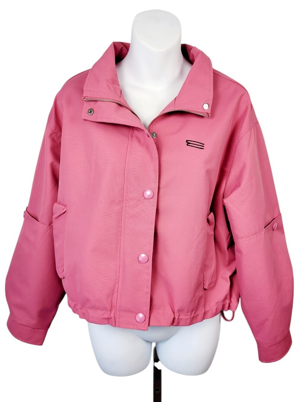 Y2K Pink Zipper & Buttons Light Jacket Size: Large